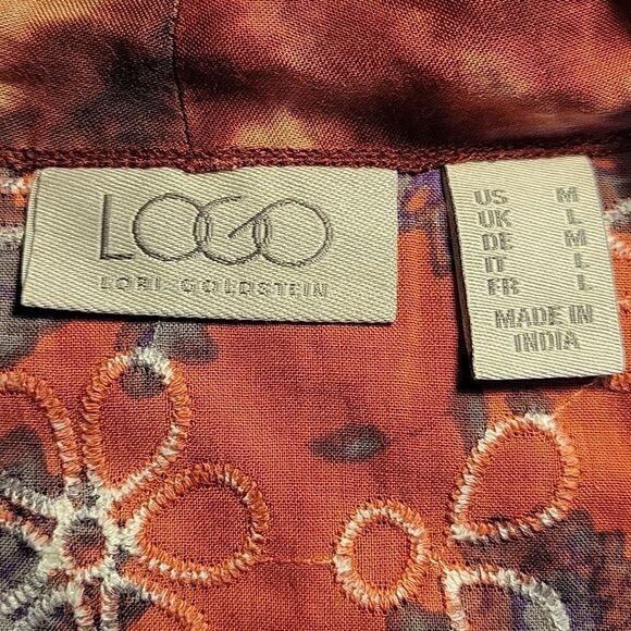 NWOT LOGO by Lori Goldstein Woven Tie-Dye Vest with Print Cotton Panels Sz M - Picture 9 of 12